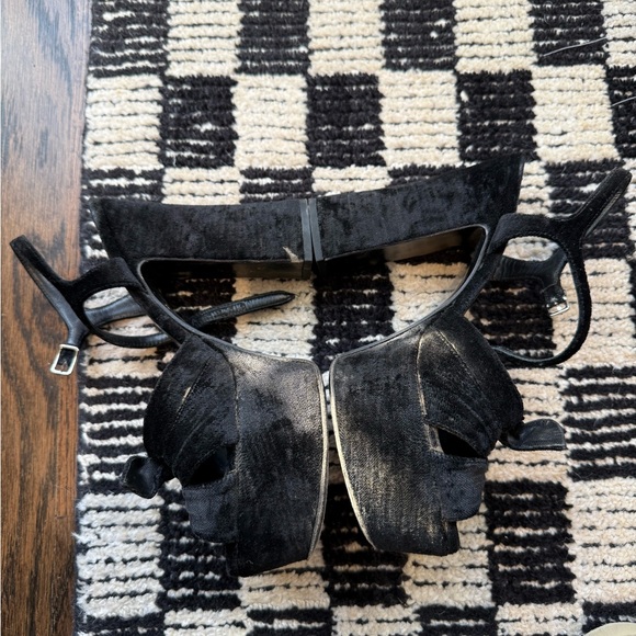 YSL Black Velvet Platform Heels 37 - Picture 4 of 12